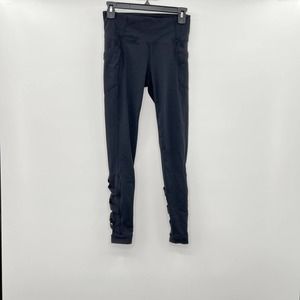 Athleta Black High Rise Strappy Hem Leggings Small